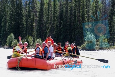 Jasper, Alberta/canada - August 9 : Whitewater Rafting On The At… Stock Photo