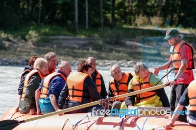 Jasper, Alberta/canada - August 9 : Whitewater Rafting On The At… Stock Photo