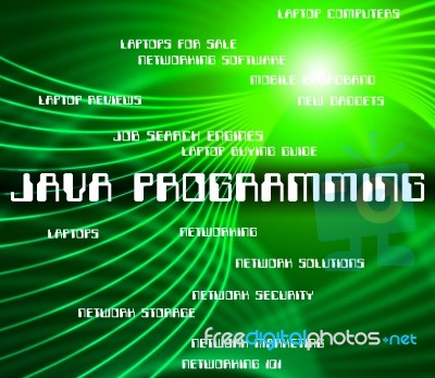 Java Programming Showing Software Design And Programmer Stock Image