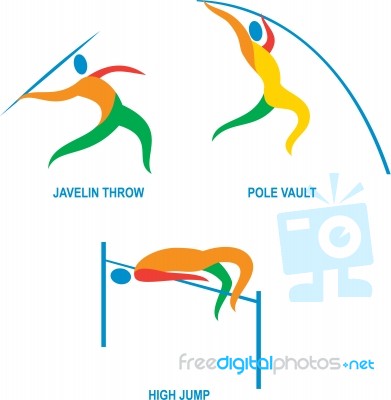 Javelin Throw Pole Vault High Jump Icon Stock Image