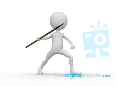 Javelin Throwing 3d Man Stock Image