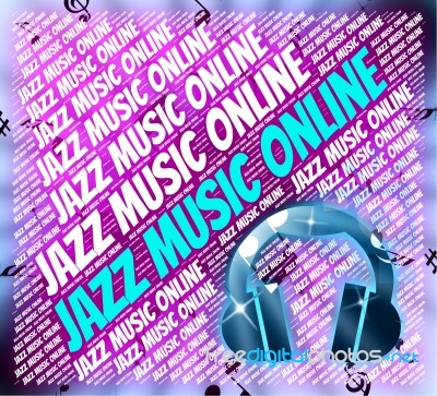 Jazz Music Online Means World Wide Web And Concert Stock Image