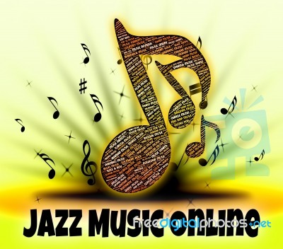 Jazz Music Online Represents World Wide Web And Band Stock Image