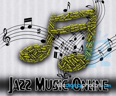 Jazz Music Online Shows World Wide Web And Acoustic Stock Image