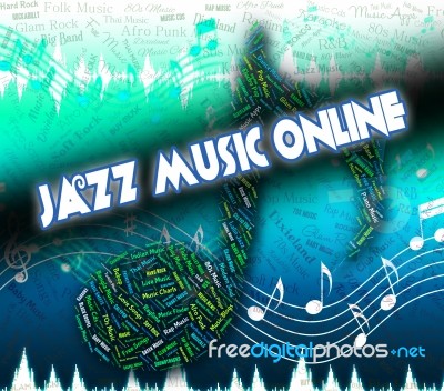 Jazz Music Online Shows World Wide Web And Band Stock Image