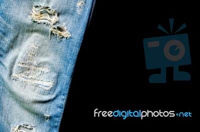 Jeans Lack On The Black Background For Isolate Stock Photo