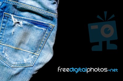 Jeans Lack On The Black Background For Isolate Stock Photo