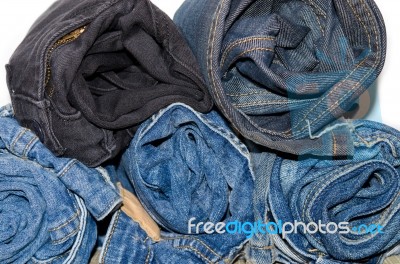 Jeans Rol Stack Stock Photo