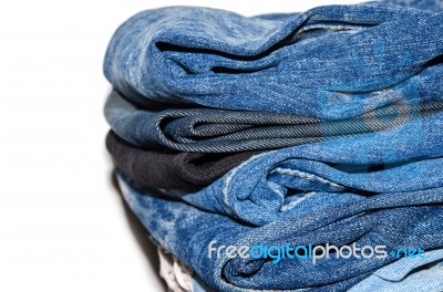 Jeans Stacked Stock Photo