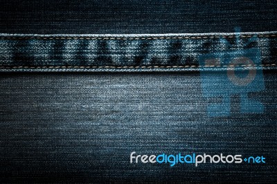 Jeans Texture With Seam Stock Photo