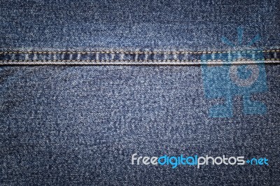 Jeans Texture With Seam Stock Photo