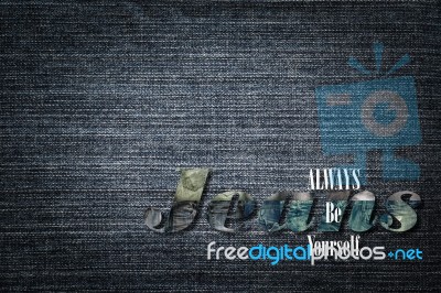 Jeans Word On Denim Background Stock Photo