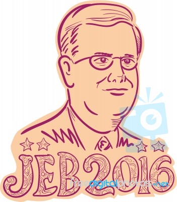 Jeb Bush 2016 President Cartoon Stock Image