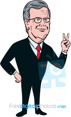 Jeb Bush Republican Candidate 2016 Cartoon Stock Image