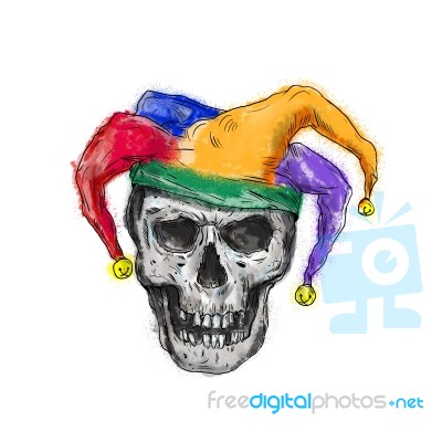 Jester Skull Laughing Tattoo Stock Image