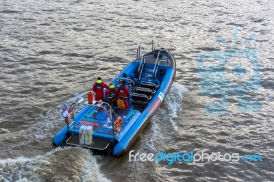 Jet Boat On The River Thames In London Stock Photo