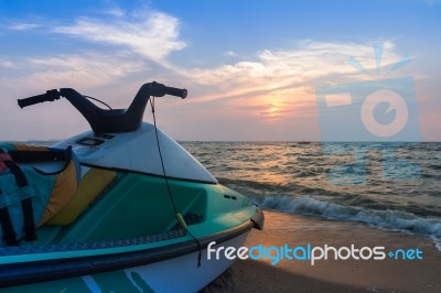 Jet Ski On  Beach Stock Photo