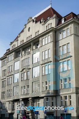 Jewish Apartment Block In Prague Stock Photo