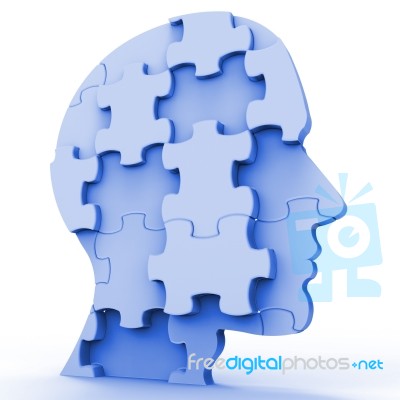 Jigsaw Head Represents Plans Person And Piece Stock Image