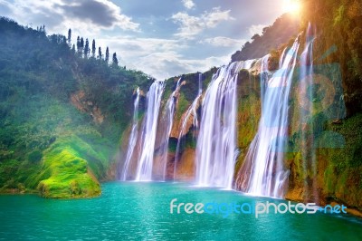 Jiulong Waterfall In Luoping, China Stock Photo