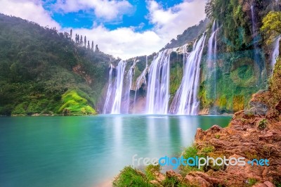 Jiulong Waterfall In Luoping, China Stock Photo