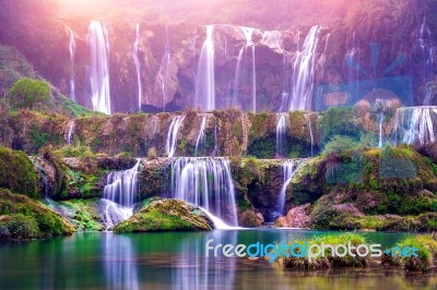 Jiulong Waterfall In Luoping, China Stock Photo