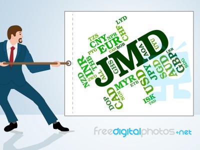 Jmd Currency Indicates Exchange Rate And Broker Stock Image