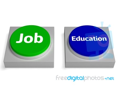 Job Education Buttons Shows Employed Or At College Stock Image