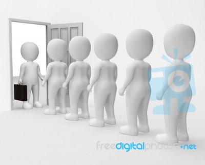 Job Queue Means Business Person And Employment 3d Rendering Stock Image