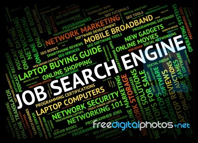 Job Search Engine Indicates Gathering Data And Analysis Stock Image