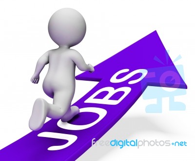 Jobs Arrow Shows Worker Human And Recruitment 3d Rendering Stock Image