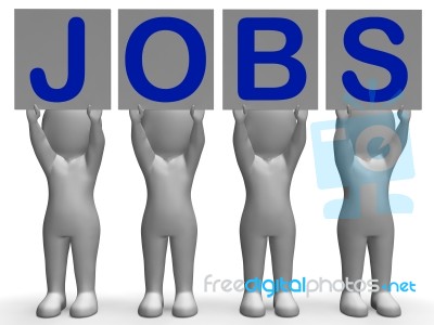 Jobs Banner Shows Job Recruitment Or Employment Stock Image