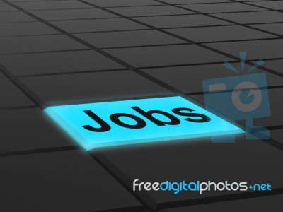 Jobs Button Shows Hiring Recruitment Online Hire Job Stock Image