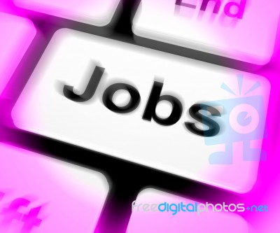 Jobs Keyboard Shows Hiring Recruitment Online Hire Job Stock Image