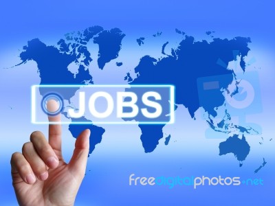 Jobs Map Represents Worldwide Or Internet Career Search Stock Image