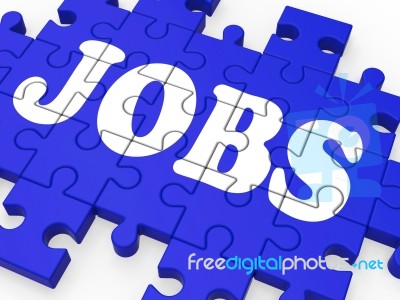 Jobs Puzzle Shows Careers And Employment Stock Image