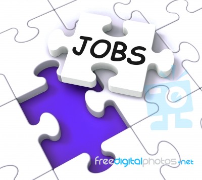 Jobs Puzzle Shows Vocational Guidance Stock Image