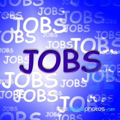 Jobs Words Represents Worker Hiring Or Employment Stock Image