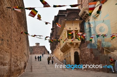 Jodhpur, India - January 1, 2015: Tourist Visit Mehrangarh Fort Stock Photo