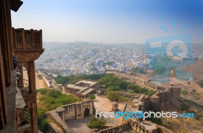 Jodhpur The In Rajasthan State In India. View From The Mehrangar… Stock Photo