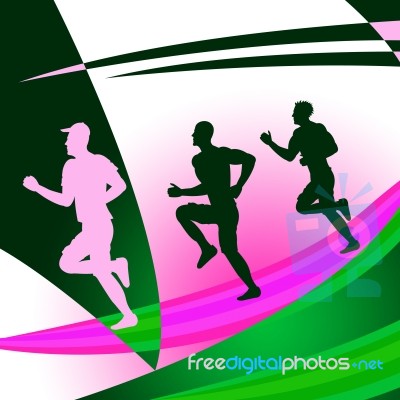 Jogging Exercise Shows Get Fit And Race Stock Image