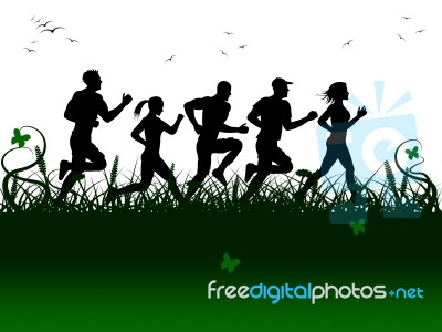 Jogging Landscape Shows Get Fit And Fitness Stock Image