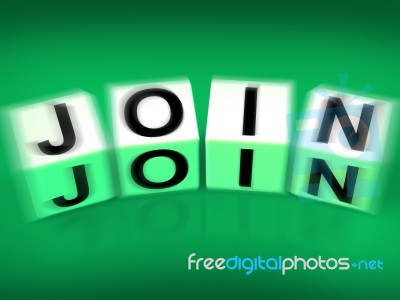 Join Blocks Displays Register Subscribe And Apply Stock Image