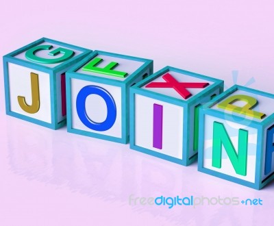 Join Blocks Mean Sign Up To Group Or Organization Stock Image