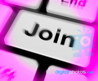 Join Keyboard Shows Subscribing Membership Or Registration Stock Image