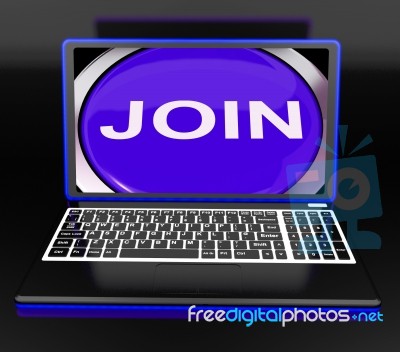 Join On Laptop Shows Registered Membership Or Volunteer Online Stock Image