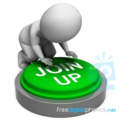 Join Up Button Means Group Membership Or Subscription Stock Image