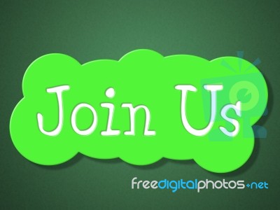 Join Us Indicates Apply Application And Online Stock Image