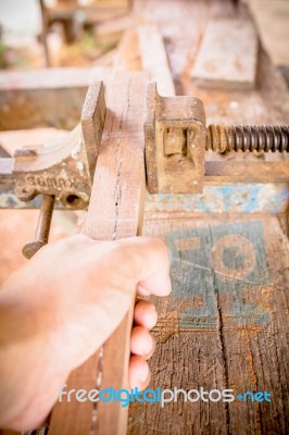 Joiner Tools On Wood Table Background Stock Photo