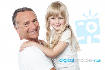 Joyful Father With Cute Little Daughter Stock Photo